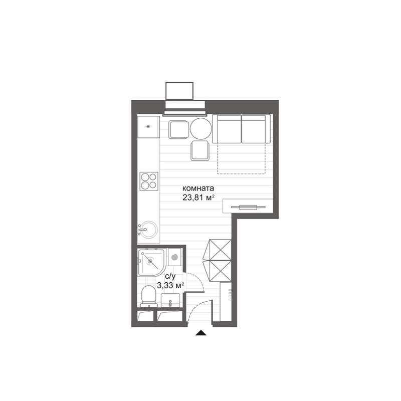Студия 27,2 м²