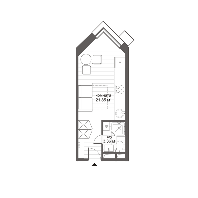 Студия 25,4 м²