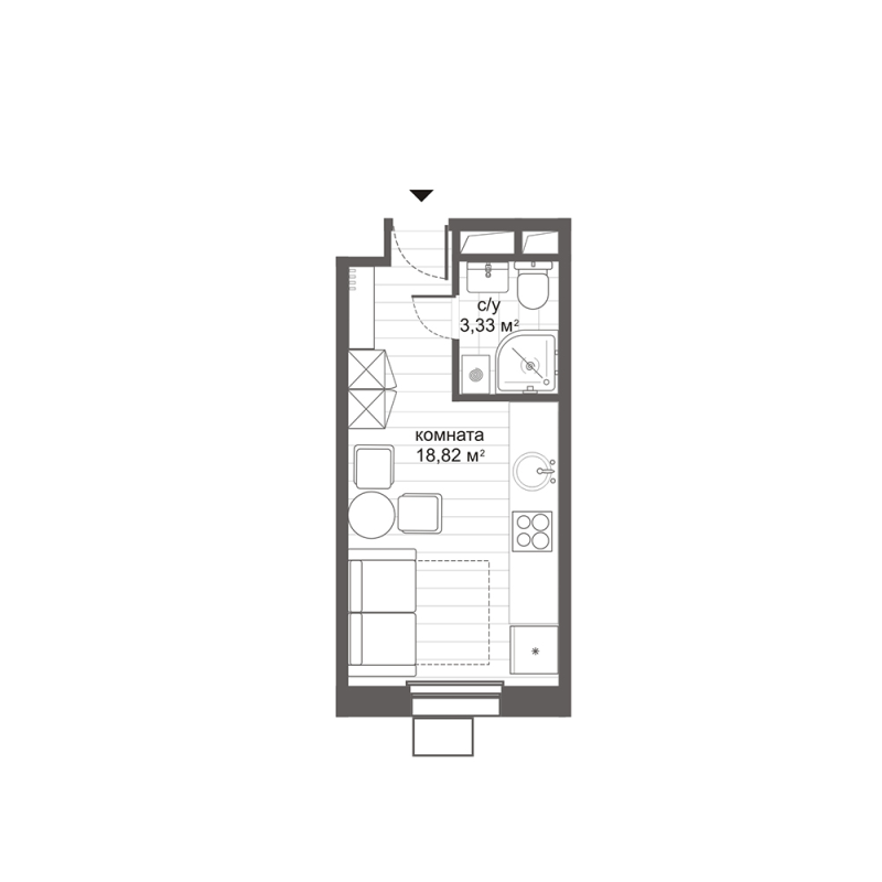 Студия 22,4 м²