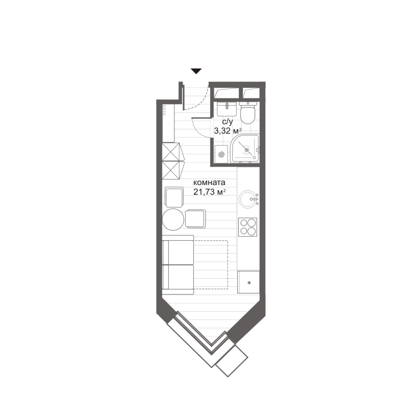 Студия 25 м²