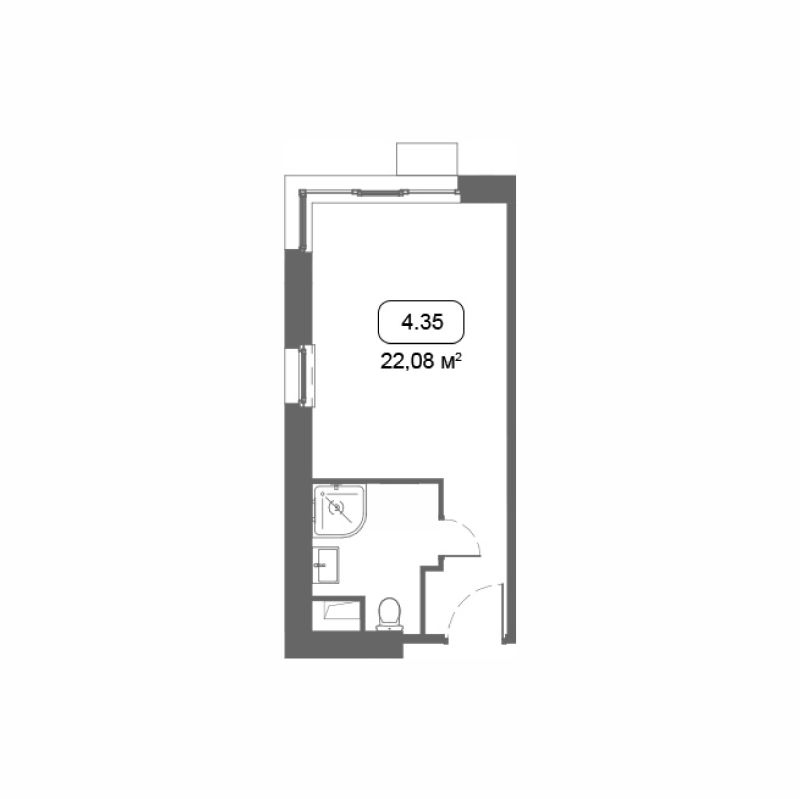 Студия 22,1 м²