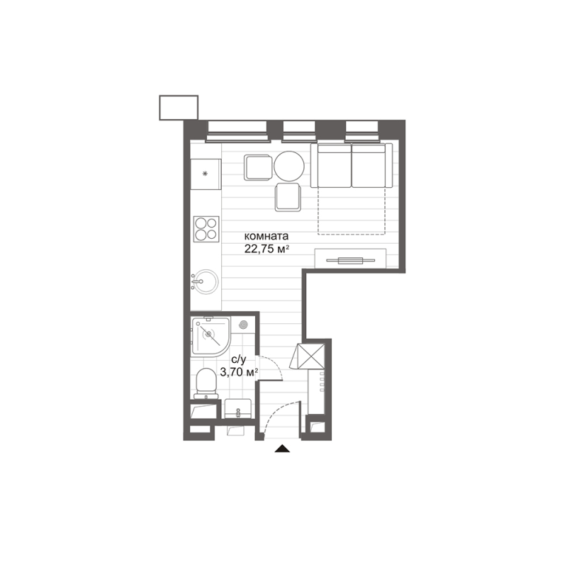 Студия 26,7 м²