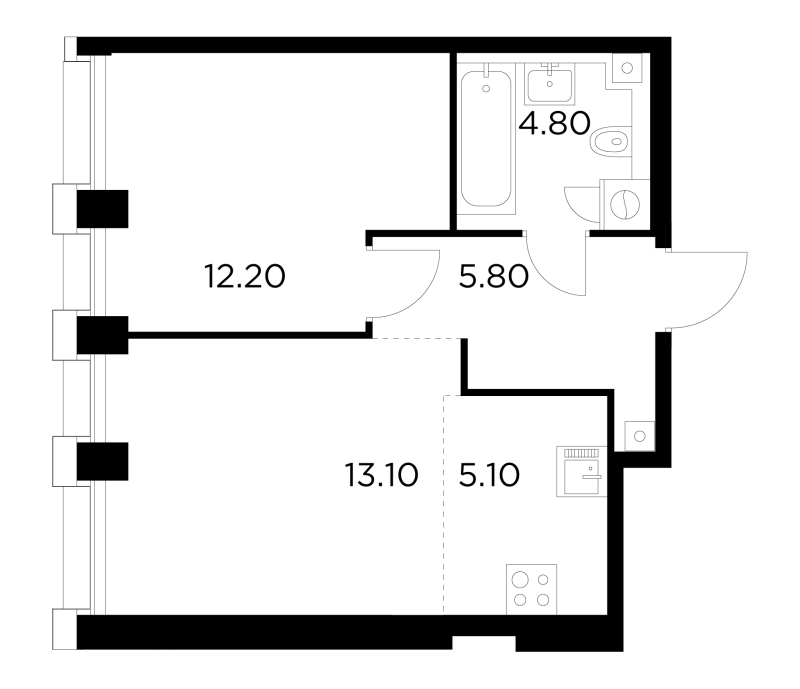 2 ккв (Евро) 41 м²