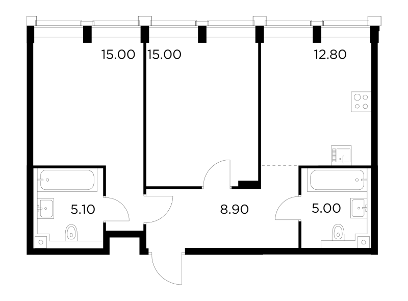 2 ккв 61,8 м²