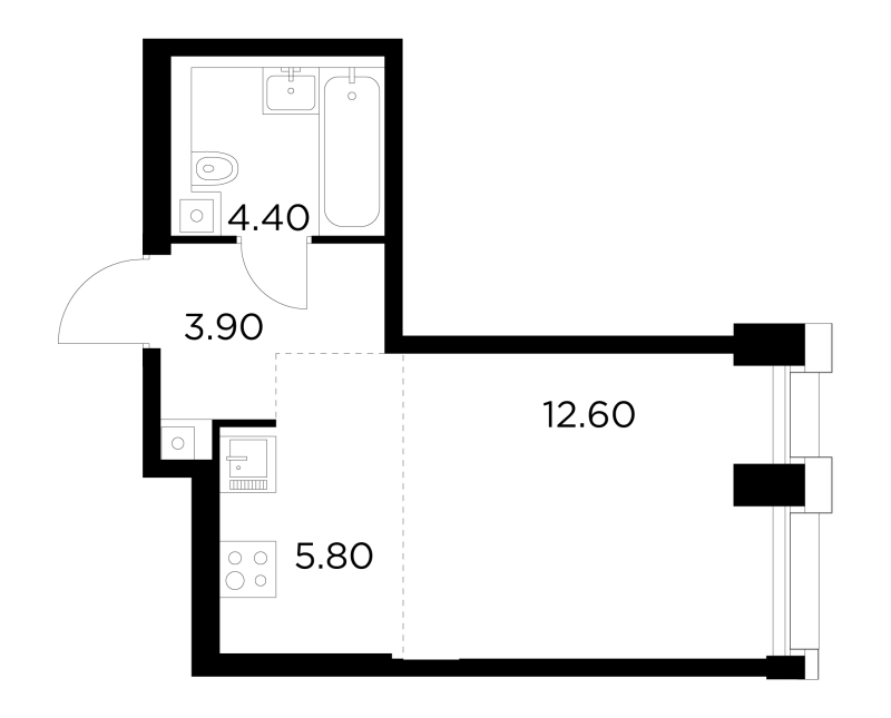 Студия 26,7 м²