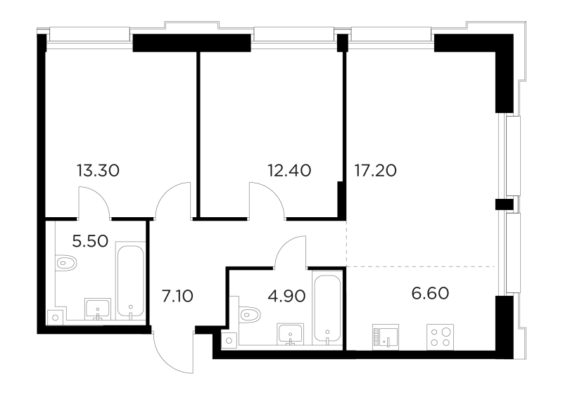 3 ккв (Евро) 67 м²