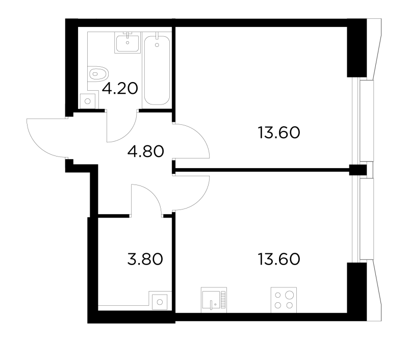 1 ккв 40 м²