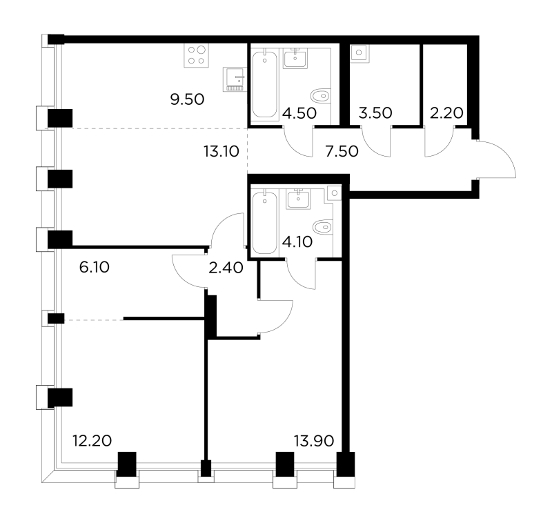 3 ккв (Евро) 79 м²