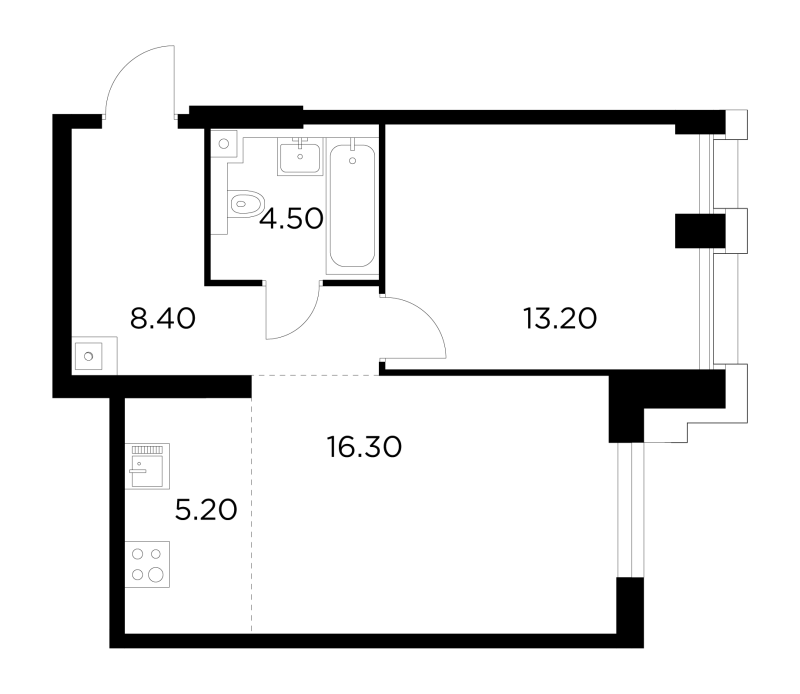2 ккв (Евро) 47,6 м²