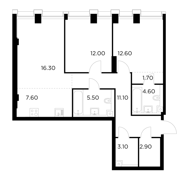 3 ккв (Евро) 77,4 м²