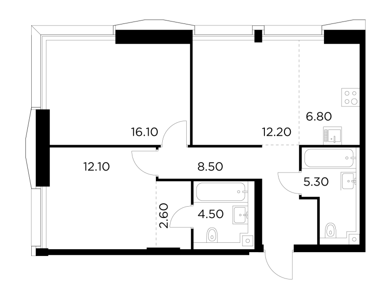 3 ккв (Евро) 68,1 м²