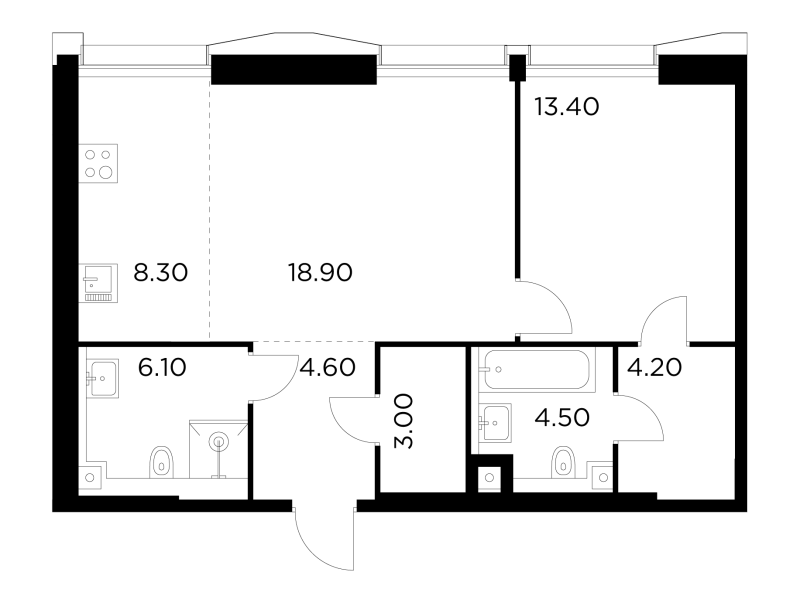 2 ккв (Евро) 63 м²
