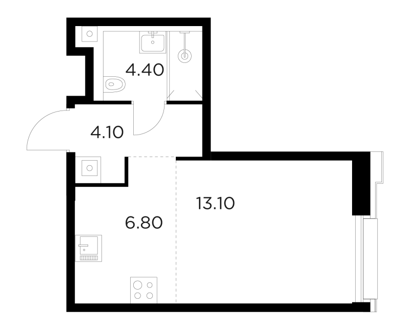 Студия 28,4 м²
