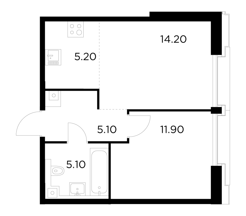 2 ккв (Евро) 41,5 м²
