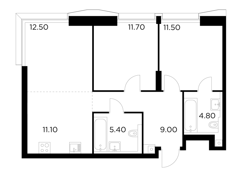 3 ккв (Евро) 66 м²