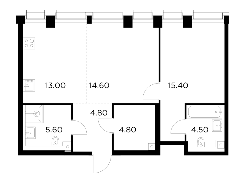 2 ккв (Евро) 62,7 м²