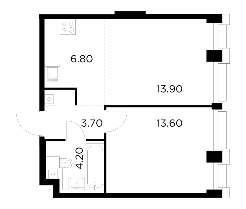 2 ккв (Евро) 42,2 м²