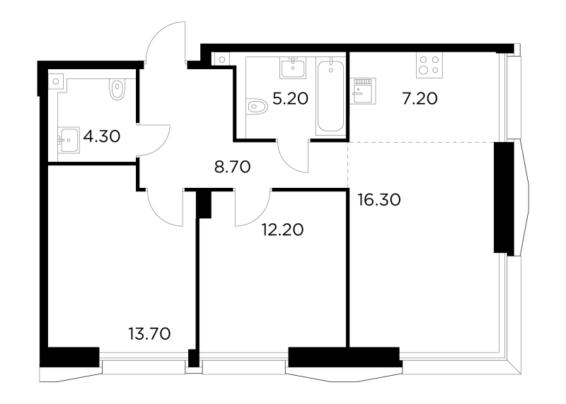 3 ккв (Евро) 67,5 м²