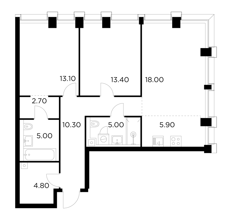 3 ккв (Евро) 78,2 м²
