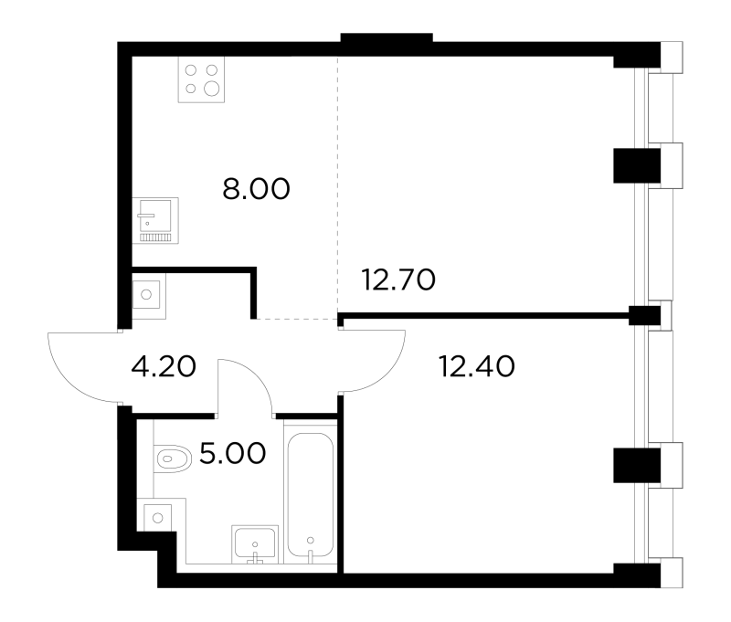 2 ккв (Евро) 42,3 м²