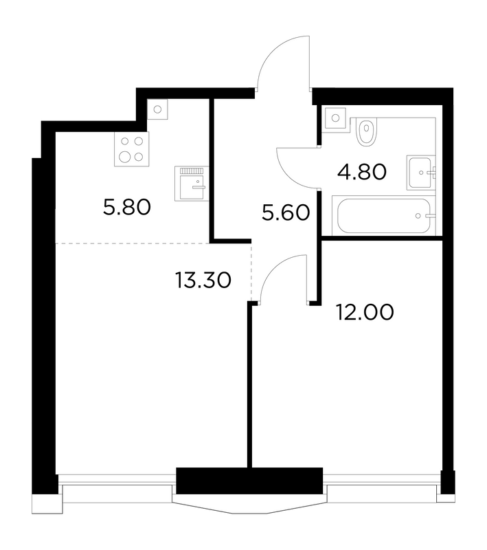 2 ккв (Евро) 41,5 м²
