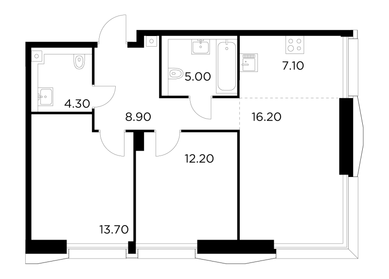 3 ккв (Евро) 67,4 м²