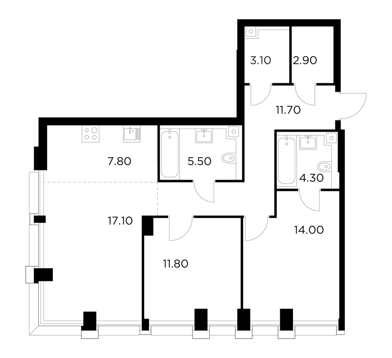 3 ккв (Евро) 78,2 м²
