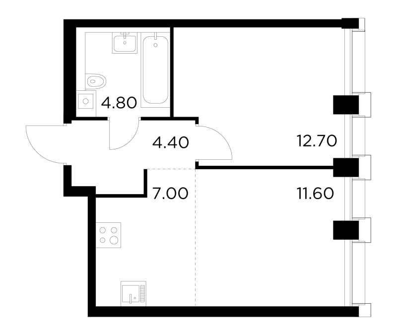 2 ккв (Евро) 40,5 м²