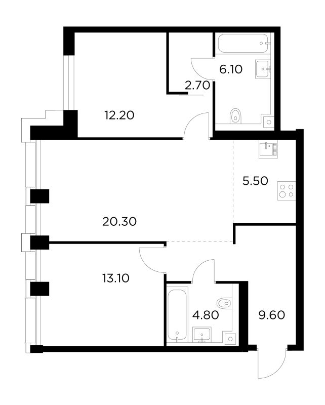 3 ккв (Евро) 74,3 м²