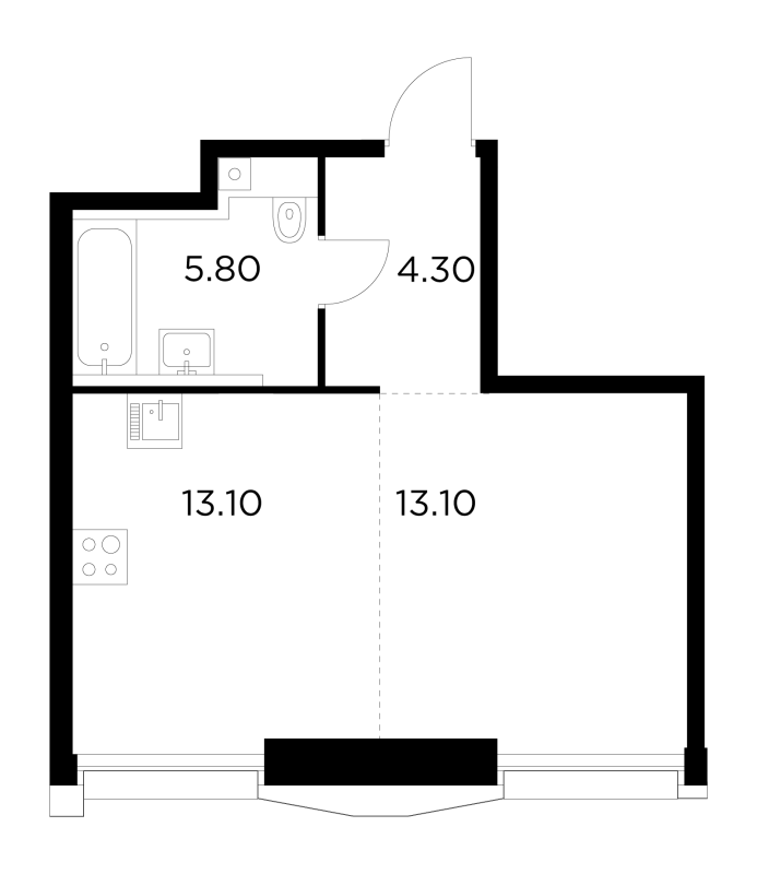 Студия 36,3 м²