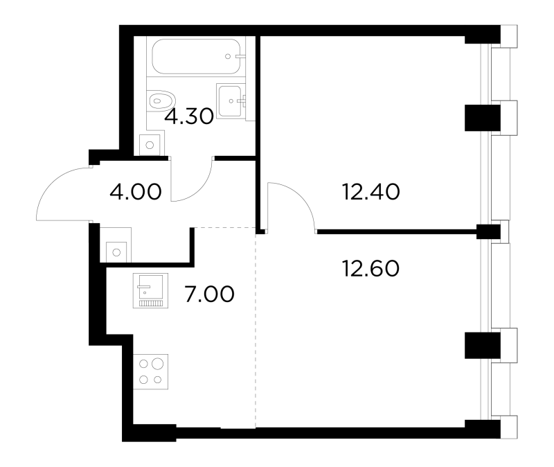 2 ккв (Евро) 40,3 м²