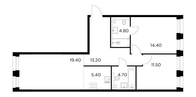3 ккв (Евро) 73,4 м²