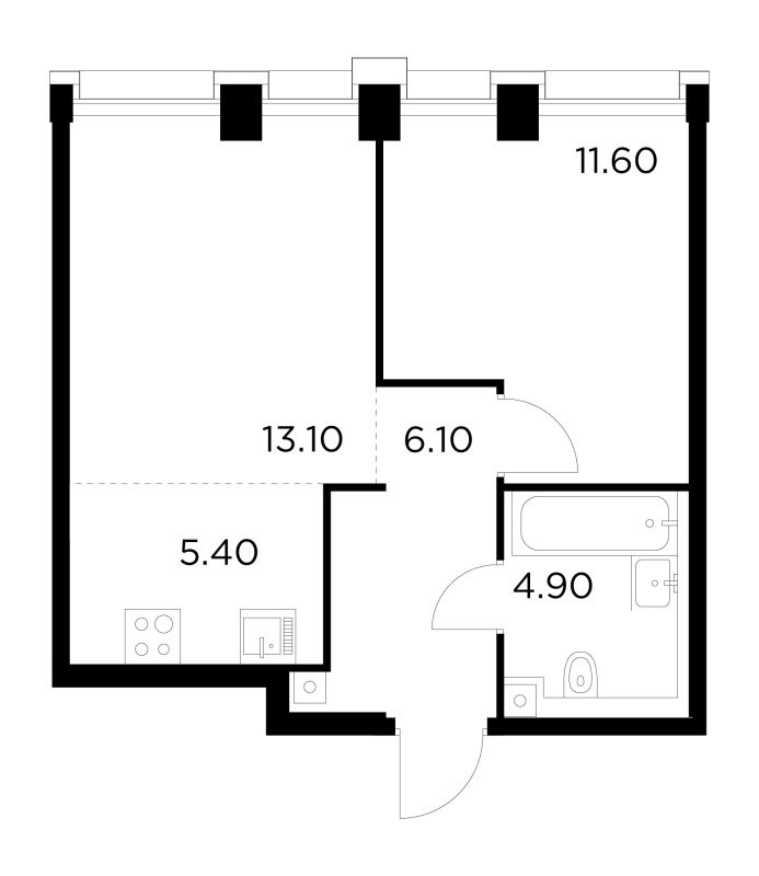 2 ккв (Евро) 40,7 м²