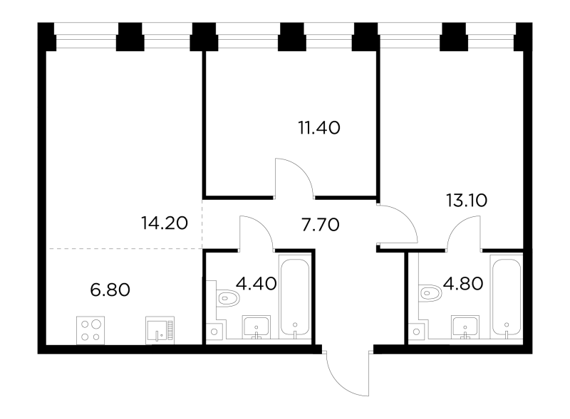3 ккв (Евро) 62,4 м²