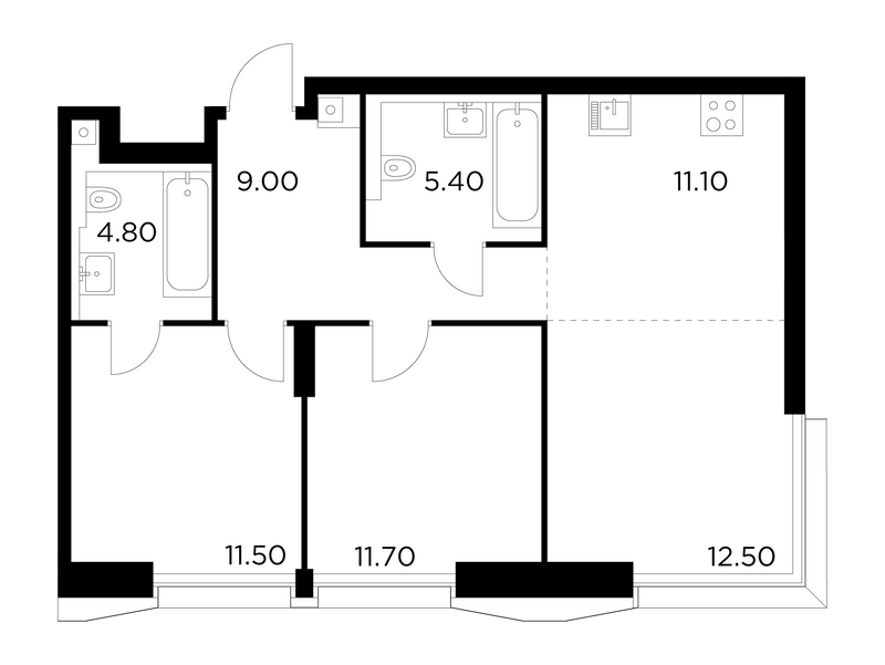 3 ккв (Евро) 66 м²