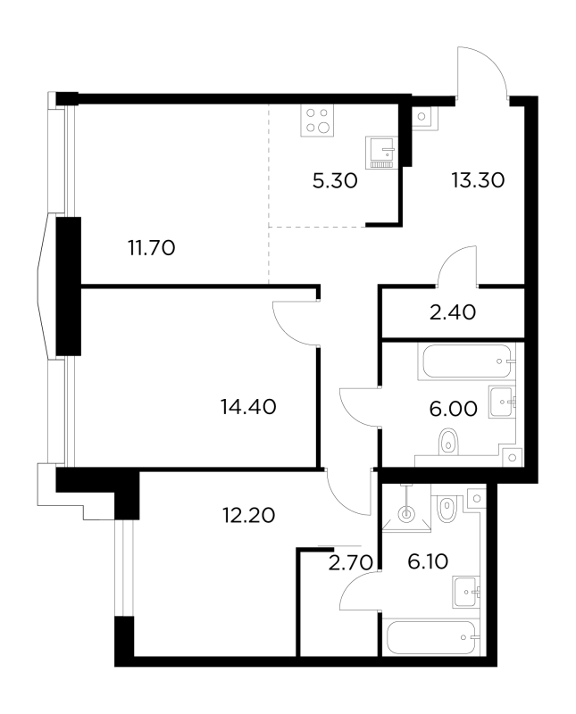 3 ккв (Евро) 73,9 м²