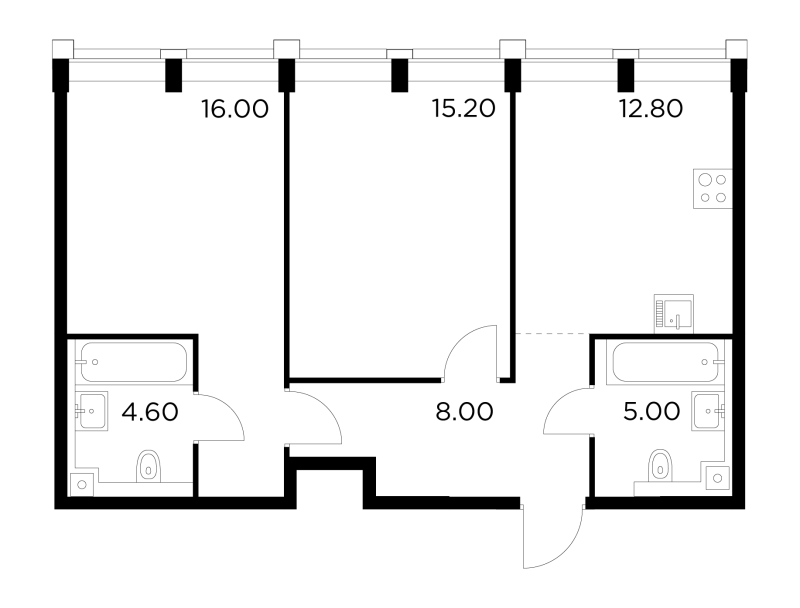 2 ккв 61,6 м²