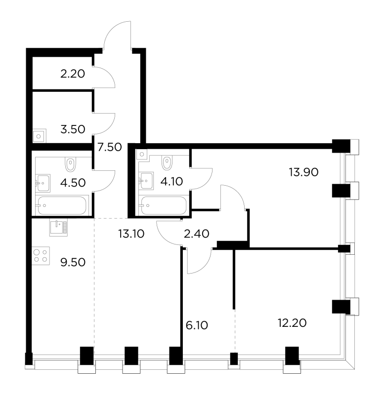 3 ккв (Евро) 79 м²