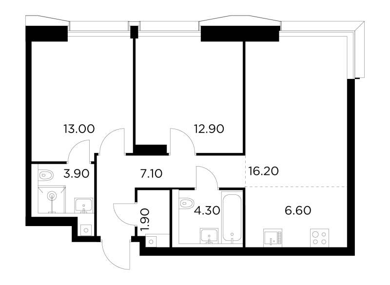 3 ккв (Евро) 65,5 м²
