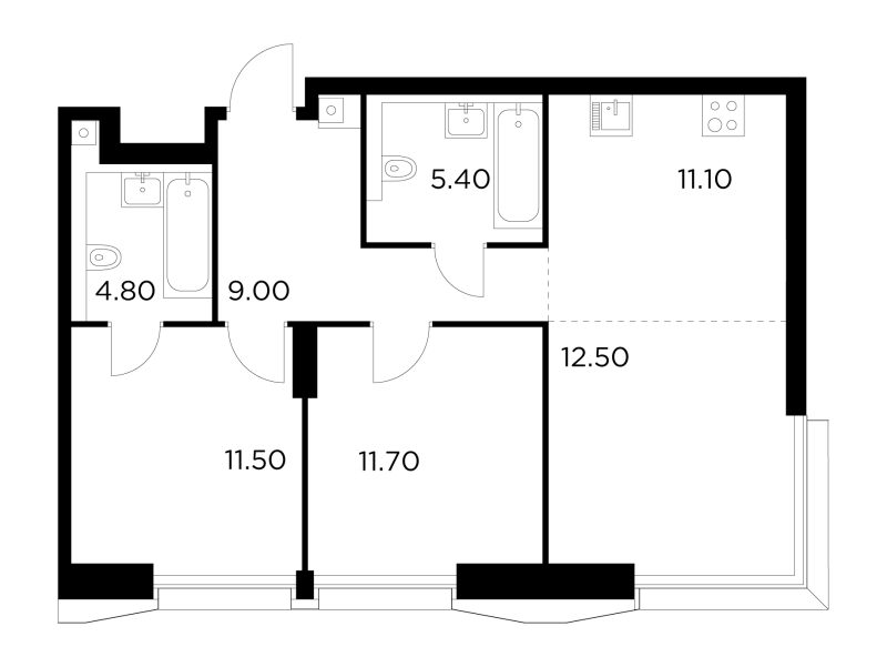 3 ккв (Евро) 66 м²