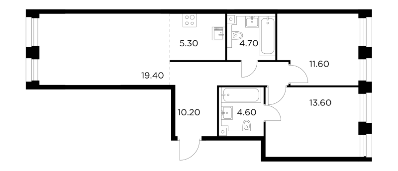 3 ккв (Евро) 69,4 м²