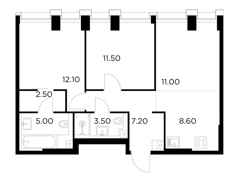 3 ккв (Евро) 61,4 м²