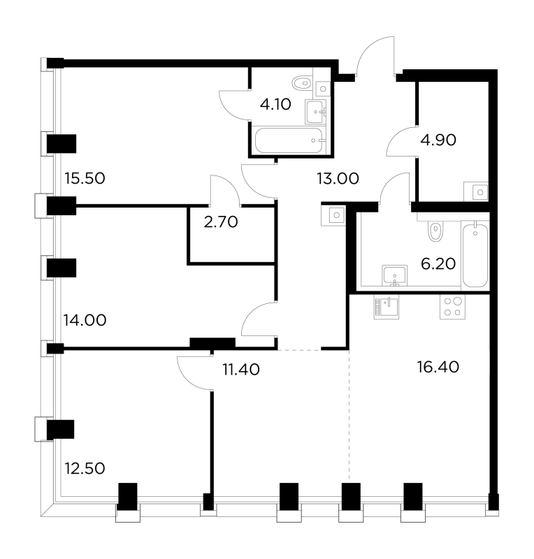 4 ккв (Евро) 100,7 м²