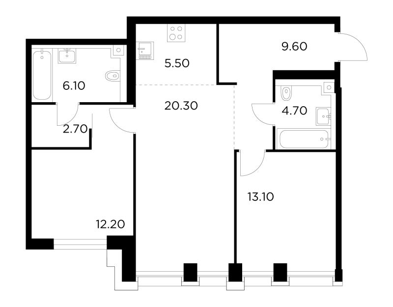 3 ккв (Евро) 74,2 м²