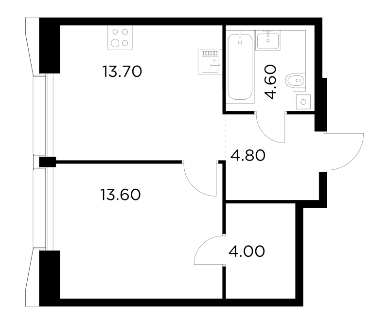 1 ккв 40,7 м²