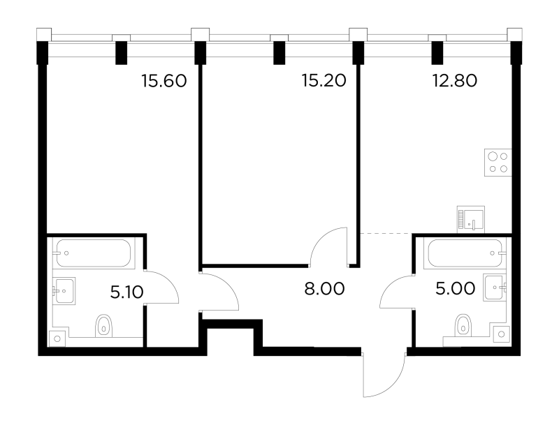 2 ккв 61,7 м²