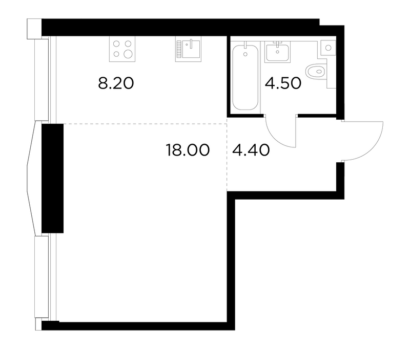 Студия 35,1 м²