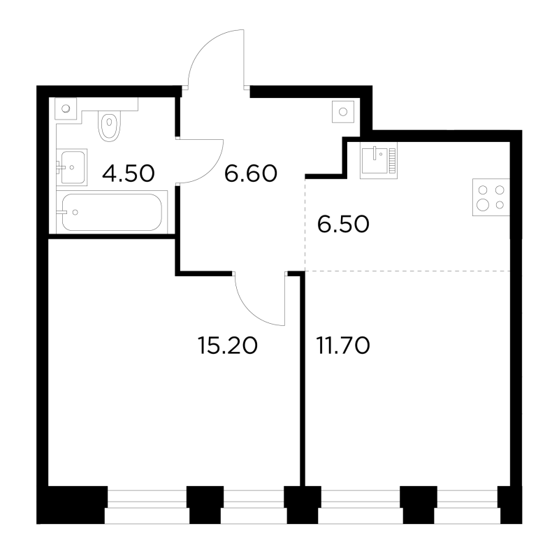 2 ккв (Евро) 44,5 м²