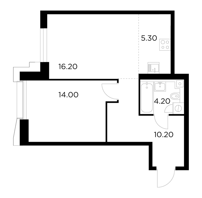 2 ккв (Евро) 49,9 м²