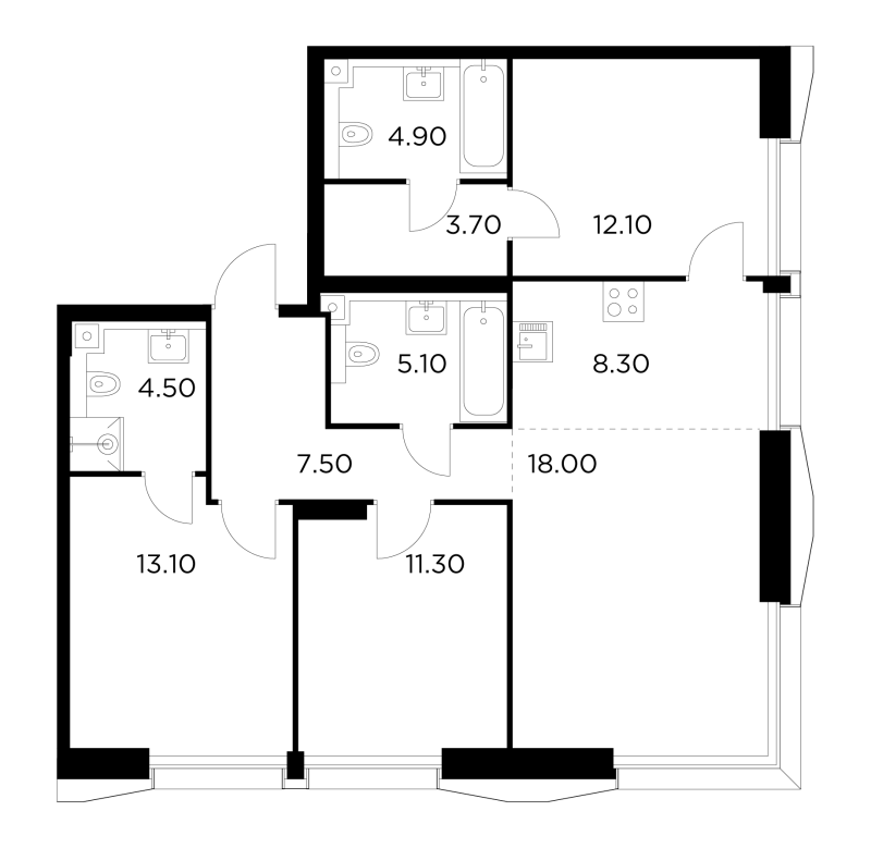 4 ккв (Евро) 88,5 м²